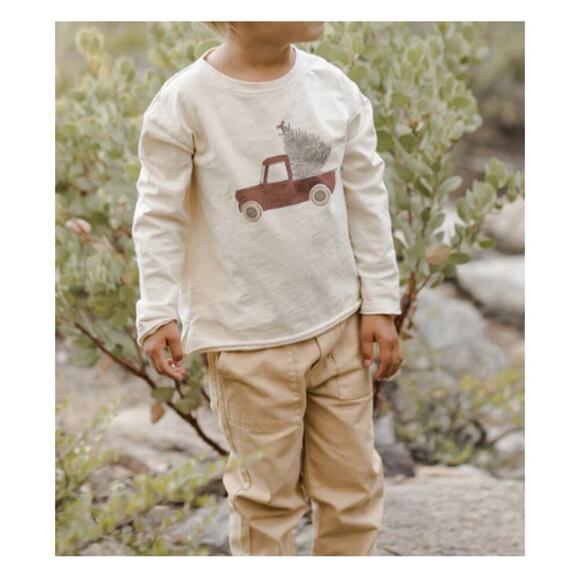 Rylee + Cru Baby Cream Truck Raw Edge Long Sleeve Tee Size 6-12 M - Picture 1 of 5